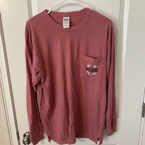 Women’s PINK long sleeve pocket tee